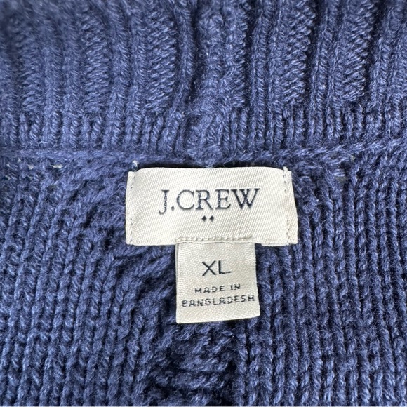 . Crew Cable Knit Cardigan Sweater Womens XL Navy Blue Academia Old Money - Picture 4 of 10
